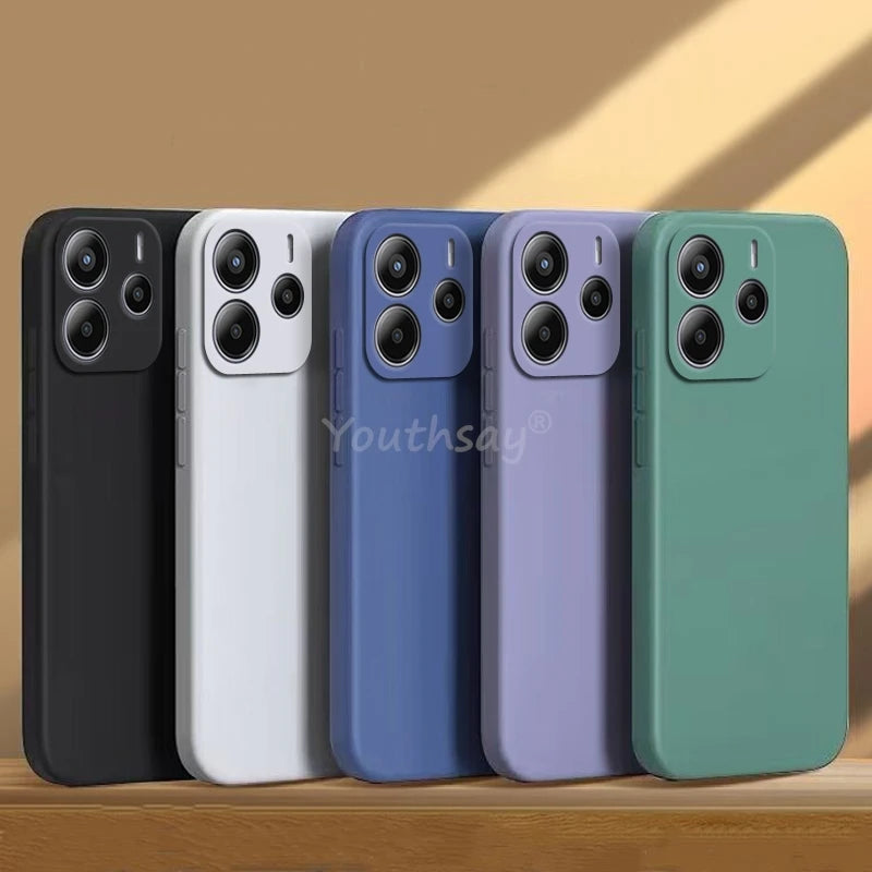Coque en silicone liquide unie pour Xiaomi – Protection anti‑chute pour Redmi Note 14 / 14 Pro Plus