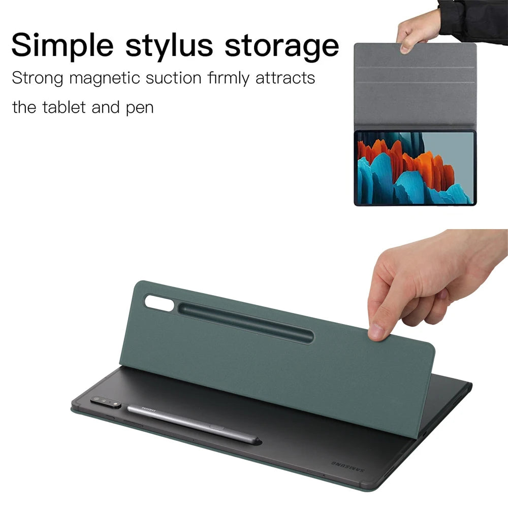 Étui Magnétique pour Samsung Galaxy Tab S7/S8/S9/S10 (10.9”–14.6”) – Support Multi‑Positions, Réveil Automatique & Porte‑Stylet Intégré