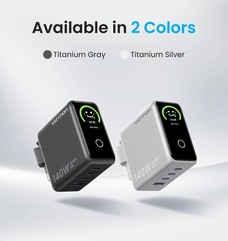 Chargeur Vention Dash Pro 140W GaN 5.0 avec écran intelligent