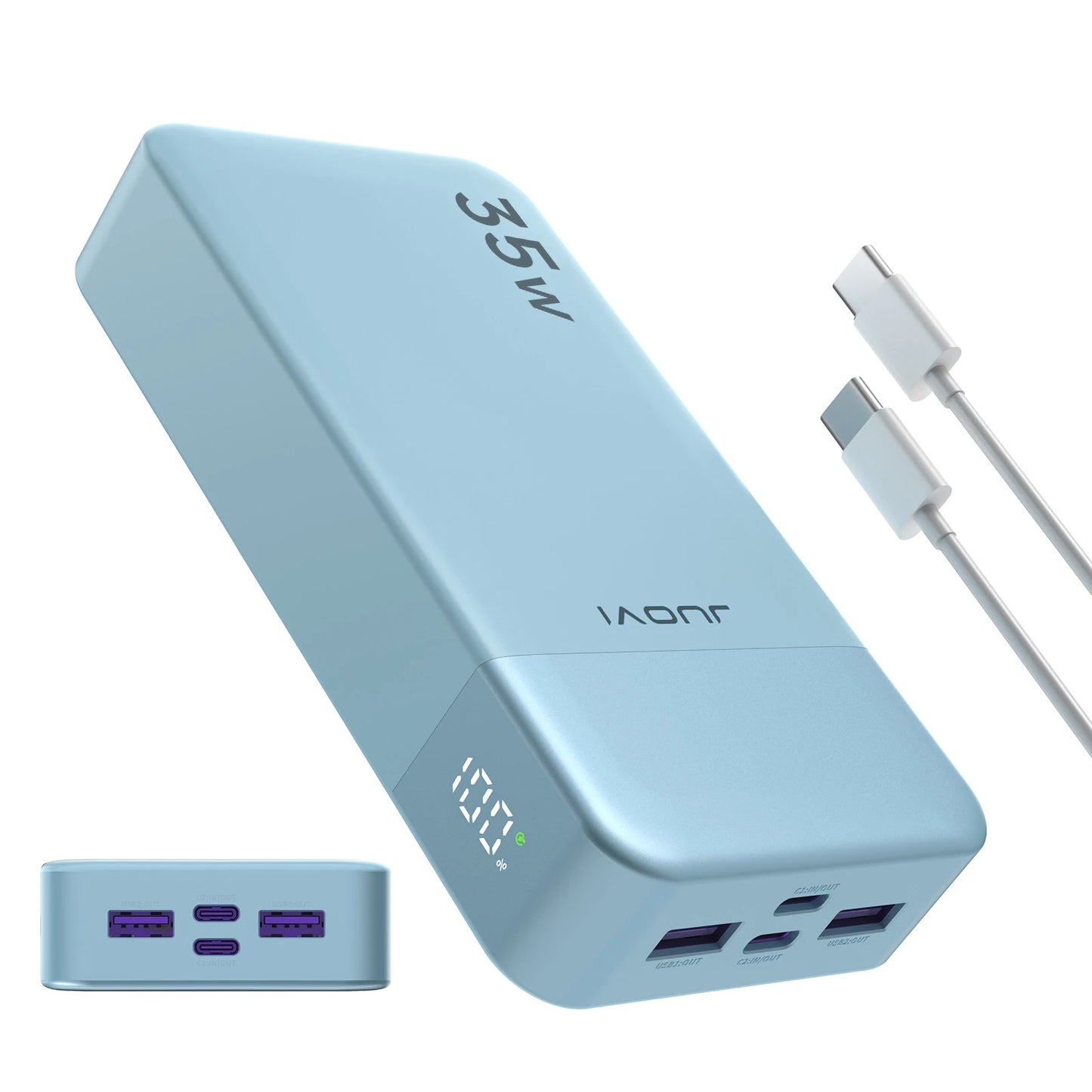 JUOVI Powerbank 20000mAh – Chargeur 35W PD3.0 QC4.0 avec Écran LED