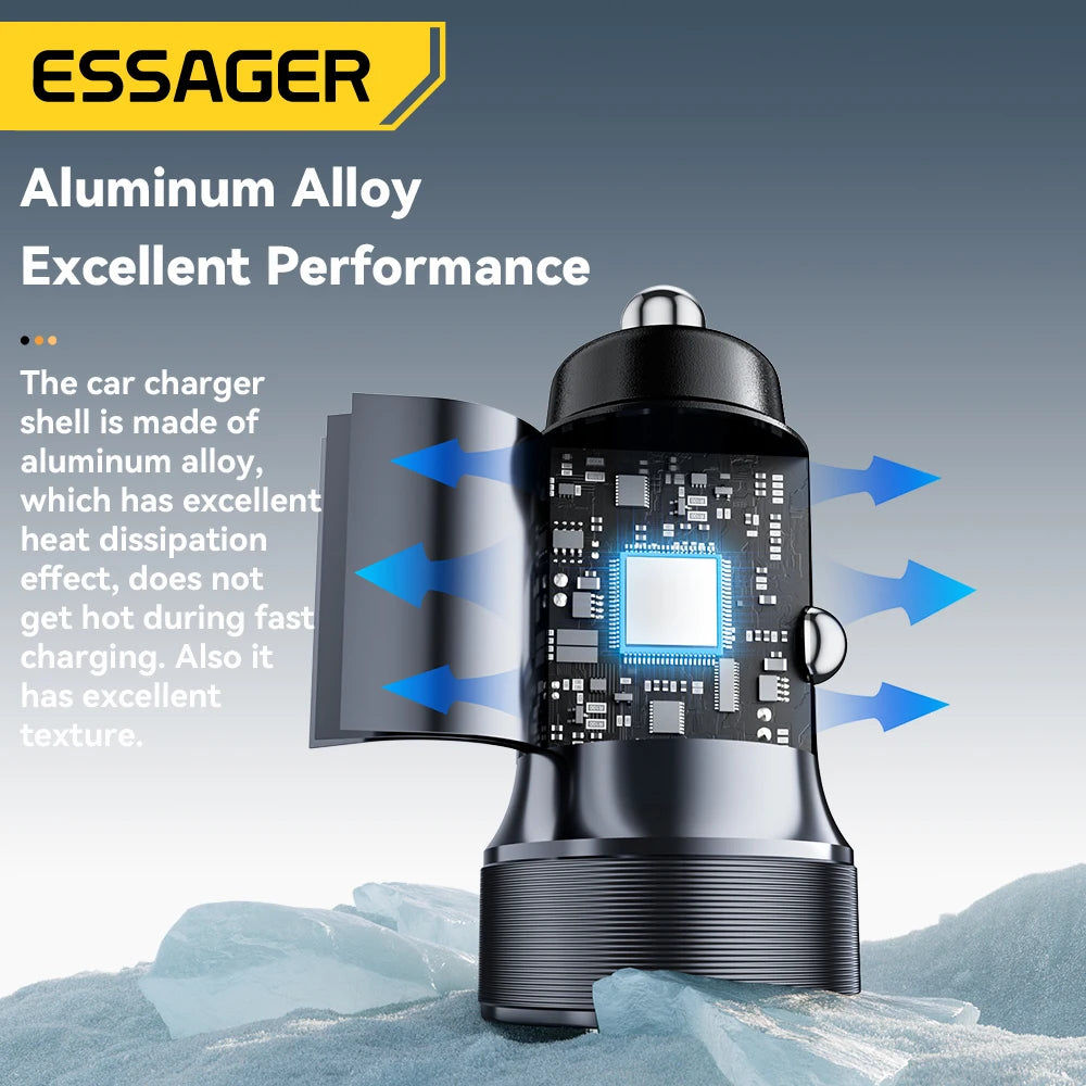 Chargeur ESSAGER USB‑A & Type‑C Charge Rapide PD 30W