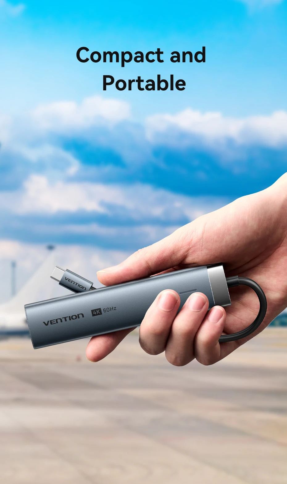 Vention – HUB USB‑C 6‑en‑1 4K60Hz avec RJ45 1000 Mbps & PD 100W