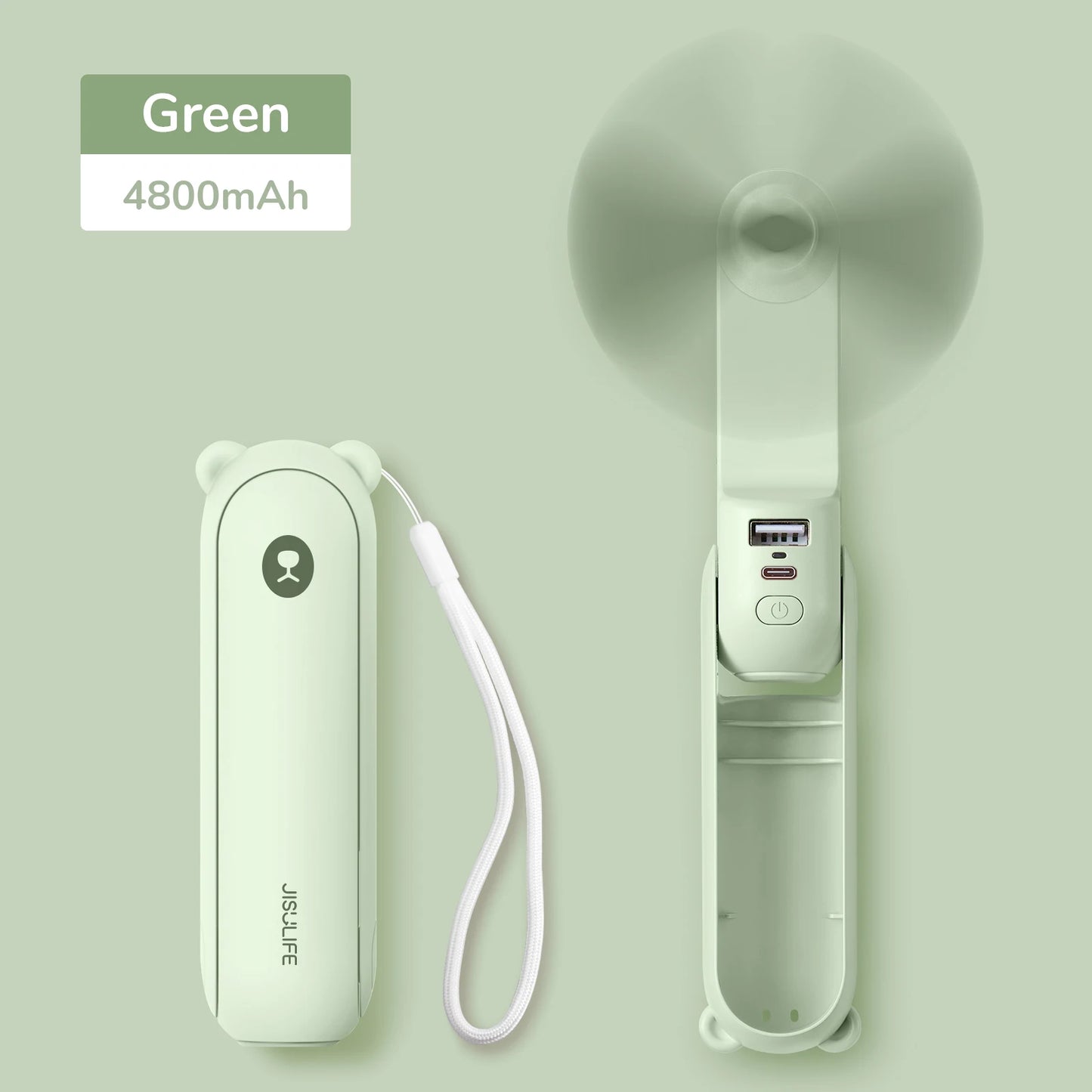 Ventilateur Portable JISULIFE F8X et F8 Rechargeable USB-C 3 en 1 | Batterie Externe & Lampe LED