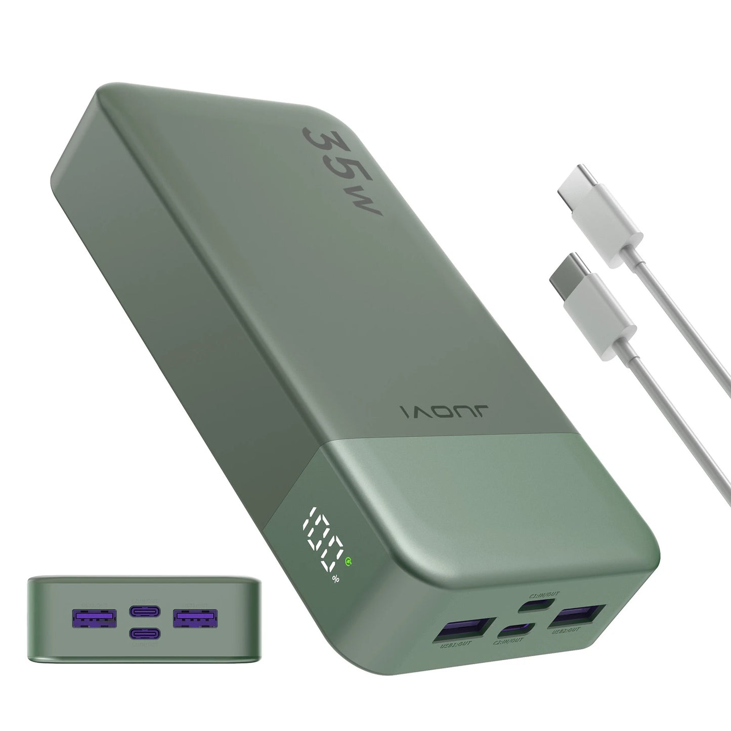 JUOVI Powerbank 20000mAh – Chargeur 35W PD3.0 QC4.0 avec Écran LED