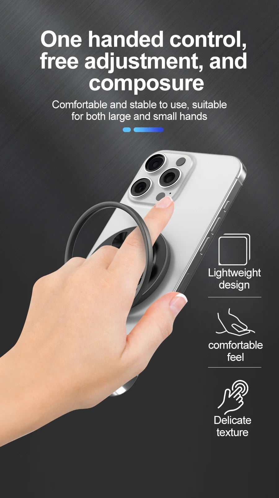 Support Magnétique 2‑en‑1 avec Anneau & Ventouse Silicone – Compatible iPhone / MagSafe