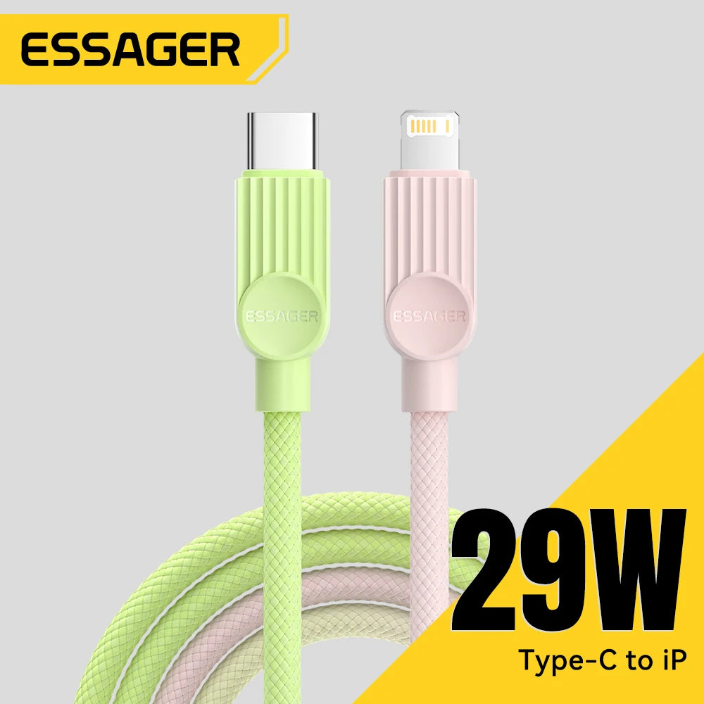 Câble Essager 29W Type‑C vers Lightning Macaron Charge Rapide