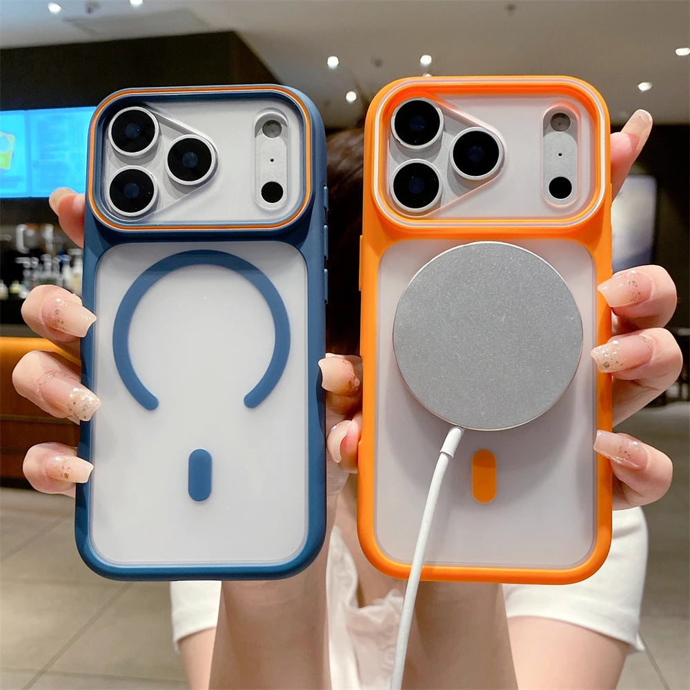 Coque transparente mate givrée compatible MagSafe en TPU magnétique pour iPhone