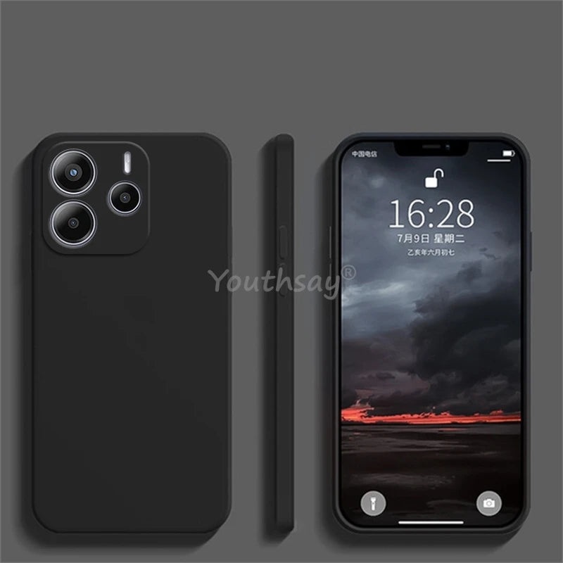 Coque en silicone liquide unie pour Xiaomi – Protection anti‑chute pour Redmi Note 14 / 14 Pro Plus