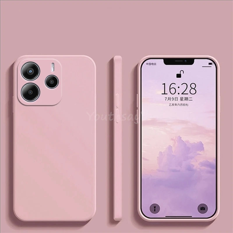 Coque en silicone liquide unie pour Xiaomi – Protection anti‑chute pour Redmi Note 14 / 14 Pro Plus