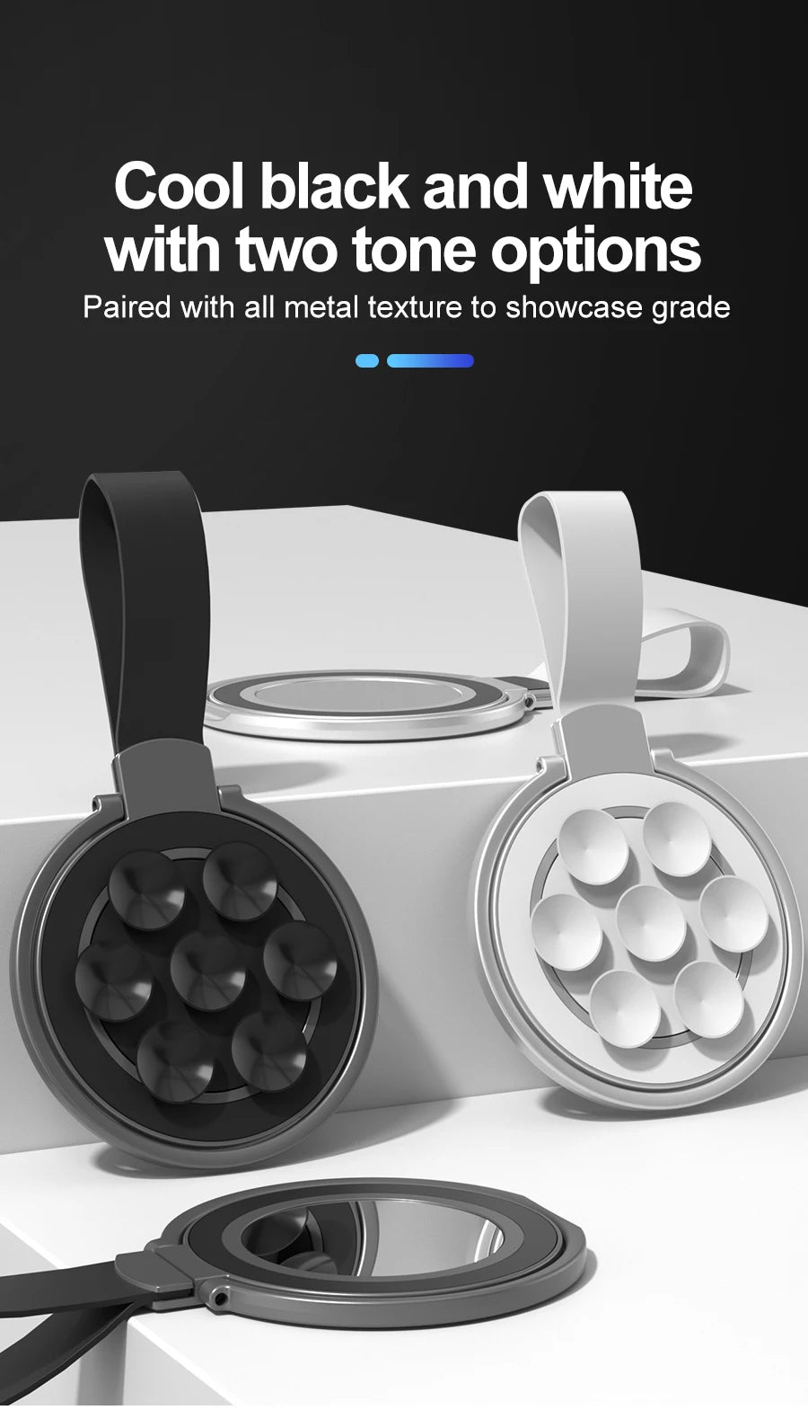 Support Magnétique 2‑en‑1 avec Anneau & Ventouse Silicone – Compatible iPhone / MagSafe