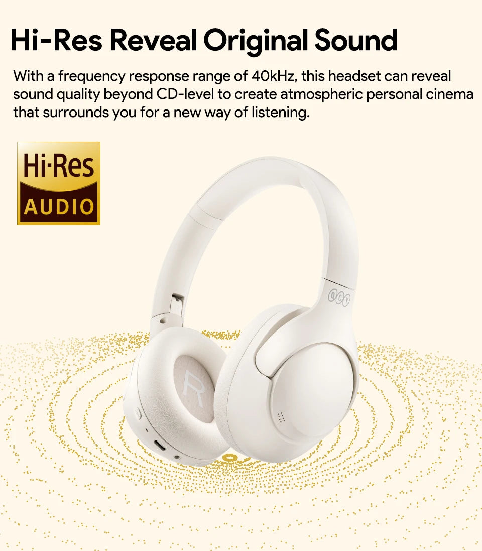 QCY H3 Hi-Res Audio Headphones for Gaming, Music and Calls.