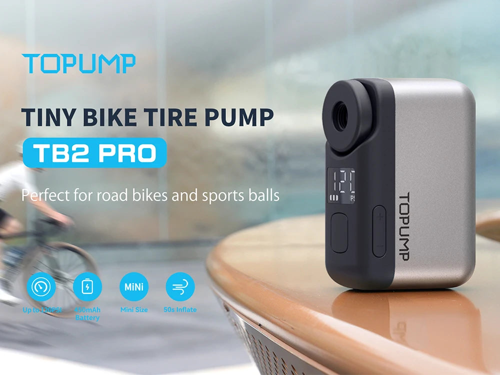 TOPUMP TB2 PRO – Mini Pompe Électrique Vélo 120 PSI avec Écran LED