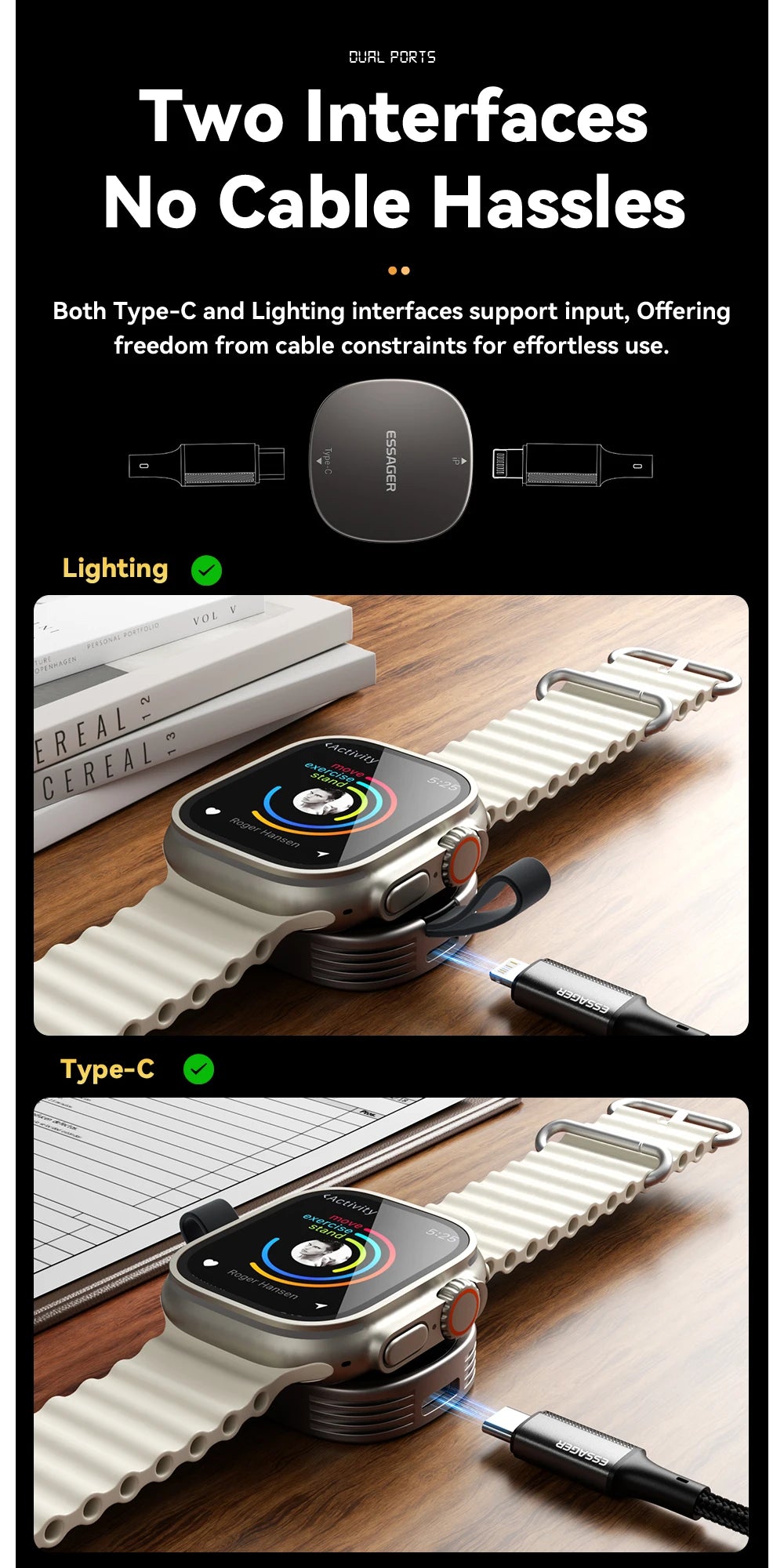 Chargeur sans fil magnétique Essager pour Apple Watch