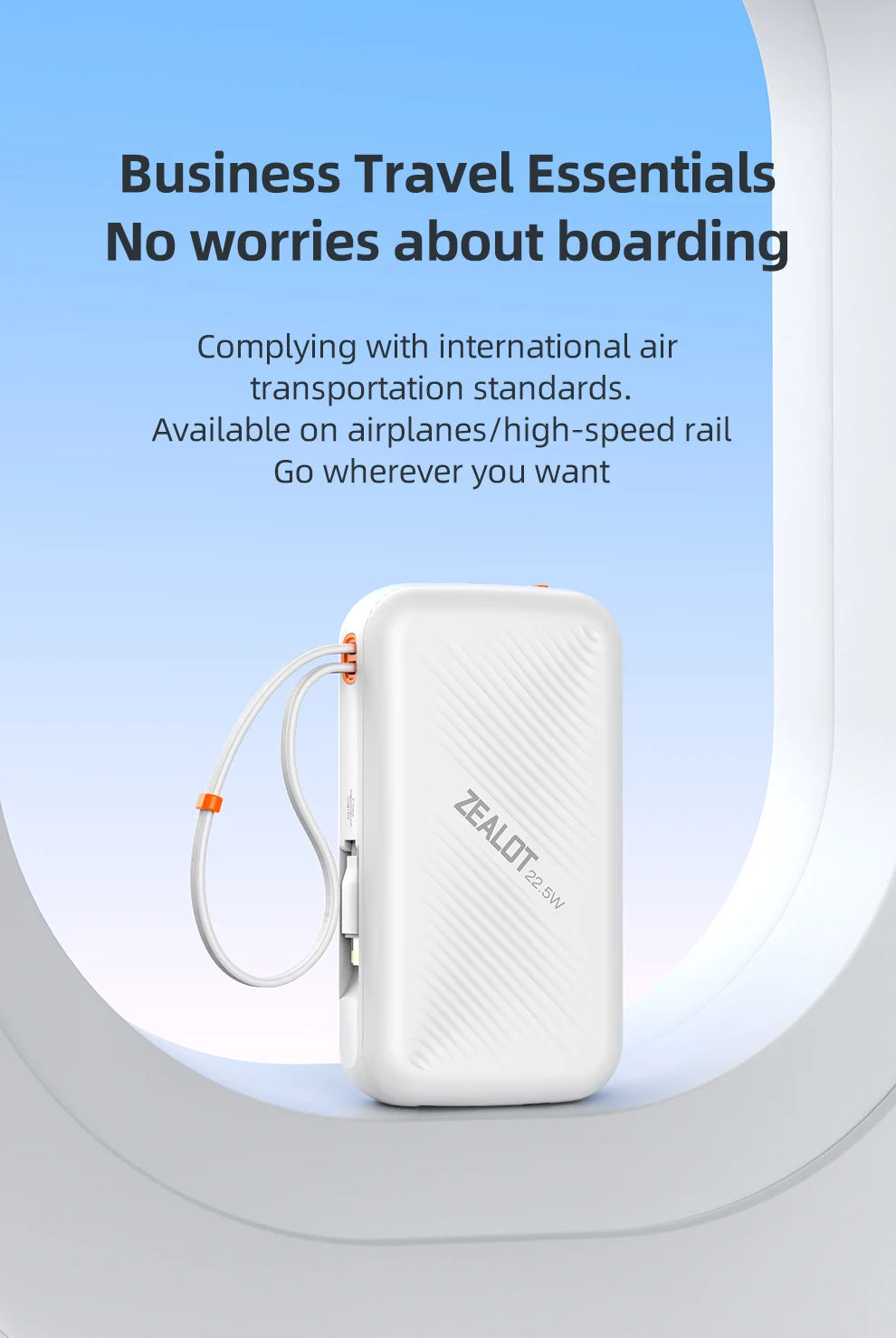ZEALOT Y2200 – Power Bank 20000mAh 22,5W avec USB‑C + Lightning