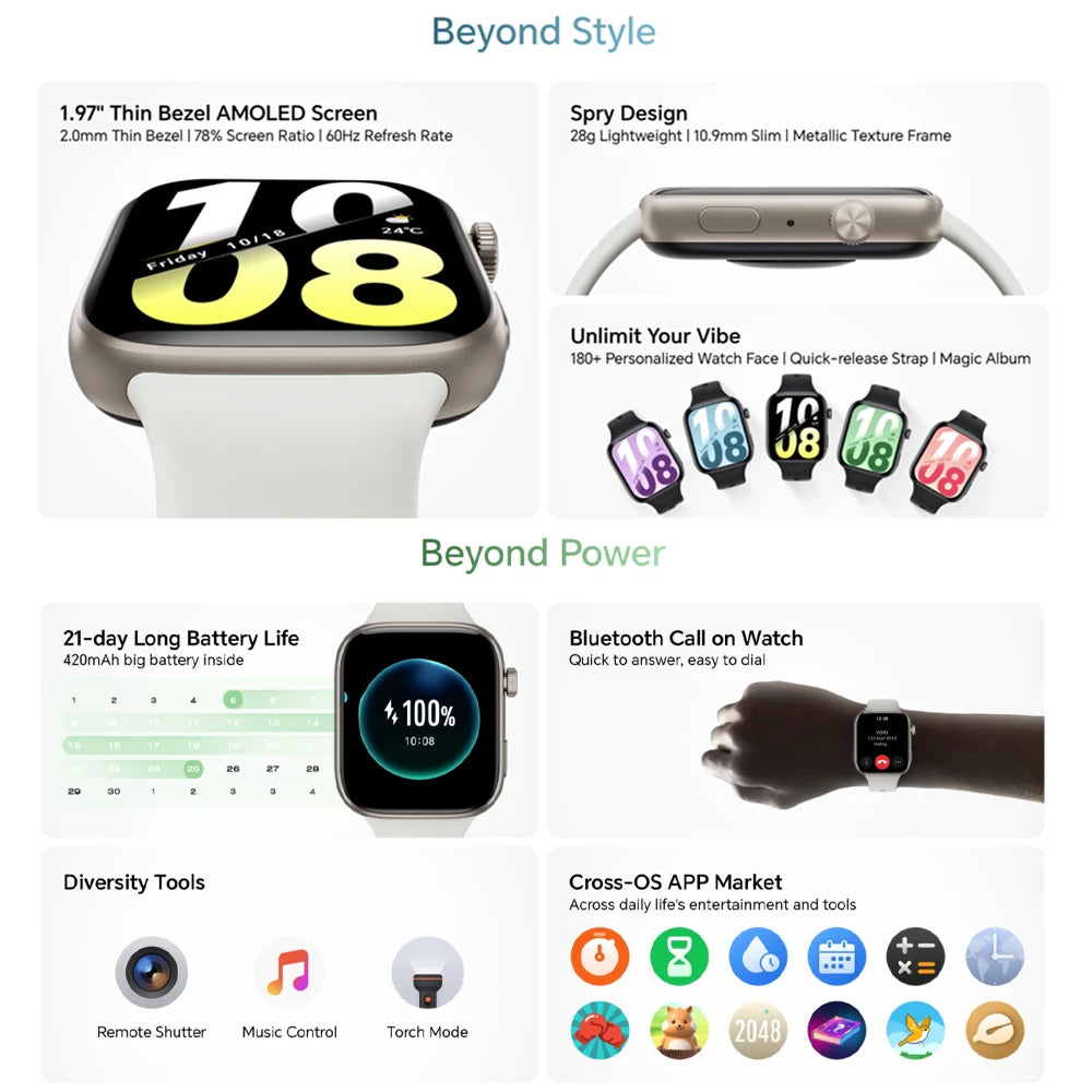 HONOR Watch X5i  Smartwatch AMOLED 1,97" – Appels Bluetooth & Suivi Santé 24/7