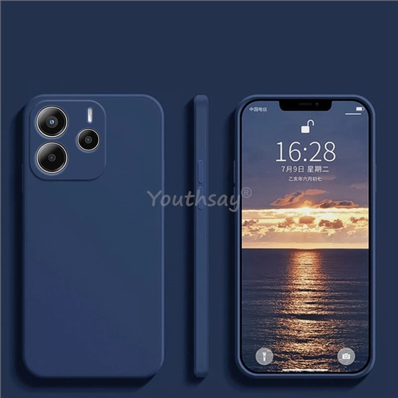 Coque en silicone liquide unie pour Xiaomi – Protection anti‑chute pour Redmi Note 14 / 14 Pro Plus