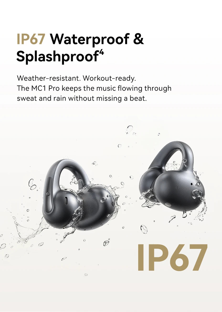 Baseus MC1 Pro Open-Ear TWS Wireless Earbuds – Bluetooth 6.0, IP67, 40H Battery, ENC 4-Mic, SuperBass 2.0