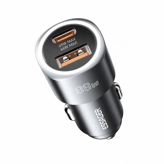 Essager 89W Car Charger – Dual Port QC 4.0/3.0 Fast Charging, USB Type-C