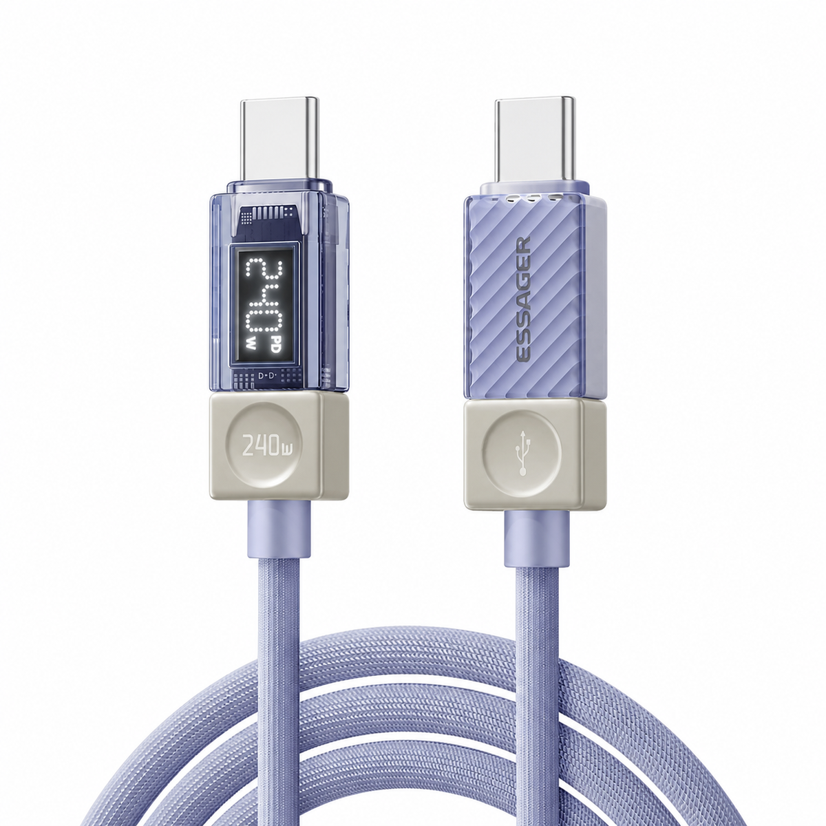 Câble USB‑C ESSAGER Version Haute Qualité & Originale 240W et 100W
