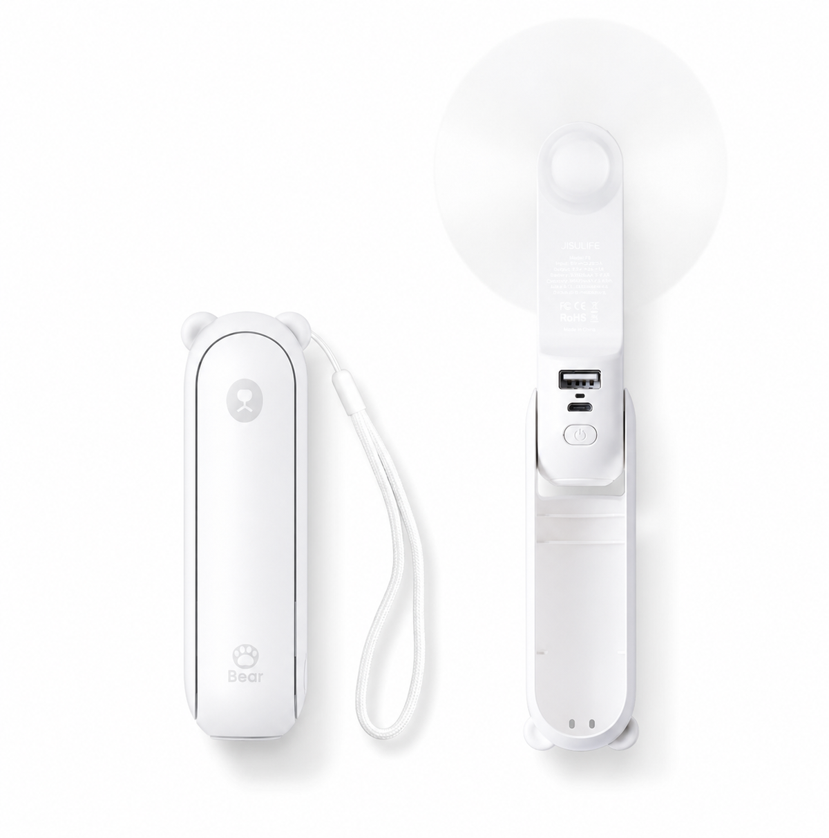 Ventilateur Portable JISULIFE F8X et F8 Rechargeable USB-C 3 en 1 | Batterie Externe & Lampe LED