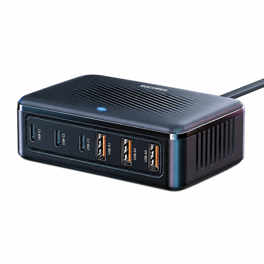 Chargeur Rocoren 100W 6 ports  technologie GaN hub
