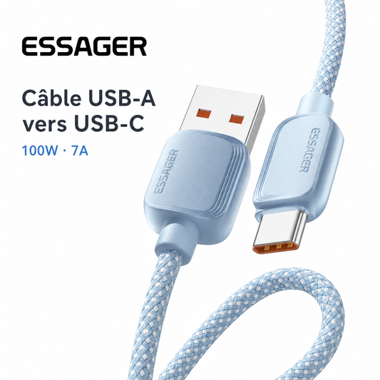 Câble ESSAGER 7A 100W USB A - Type‑C