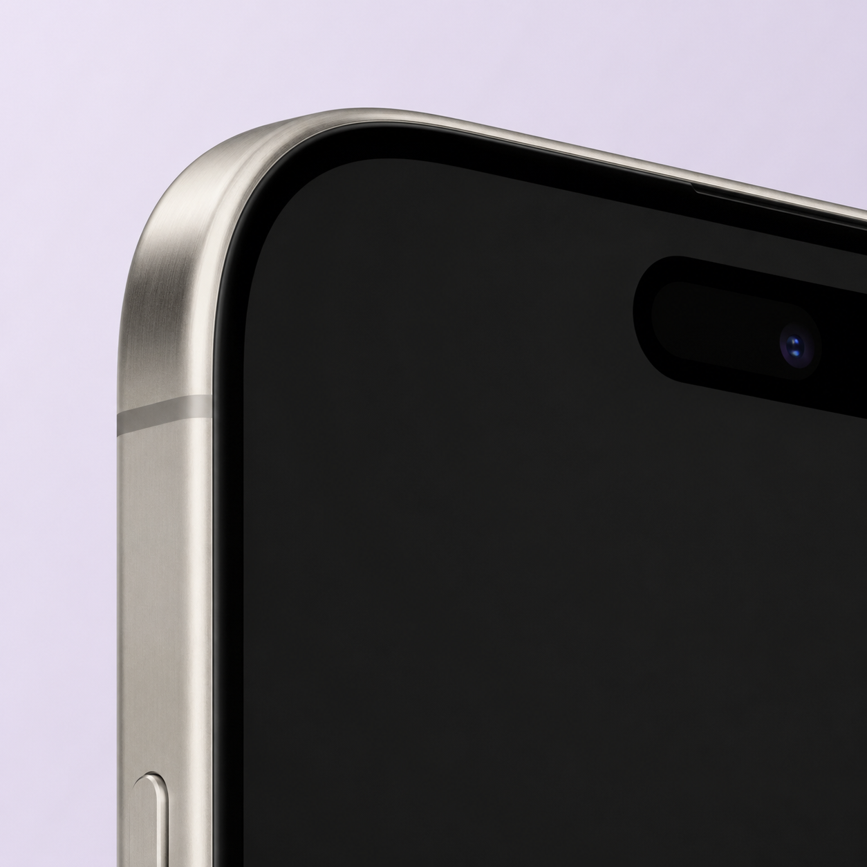 Image d’illustration de l’écran et du cadre en titane naturel de l’iPhone 15 Pro Max 256 Go en très bon état