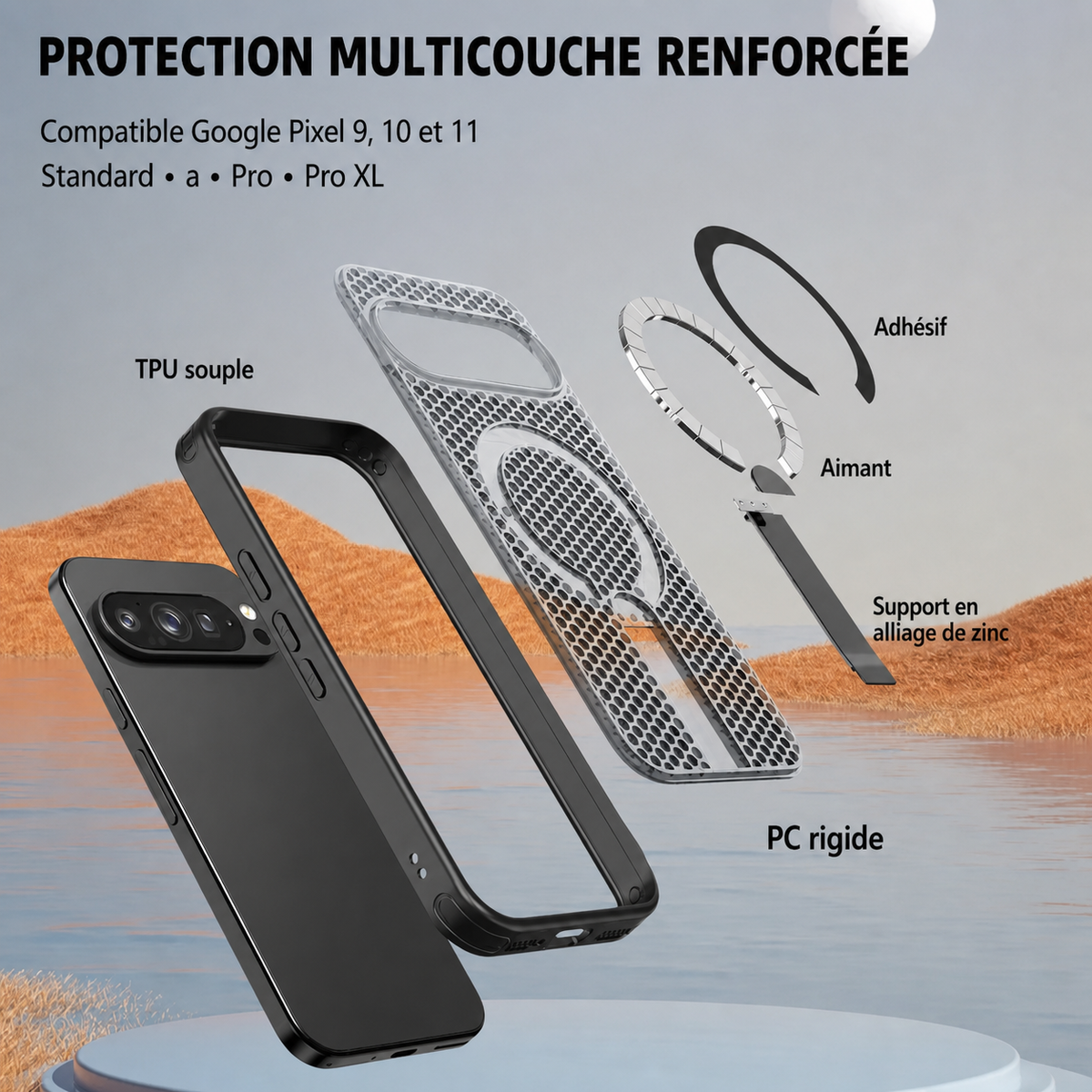 Coque Antichoc avec Support pour Google Pixel 11, 10 et 9